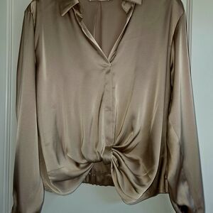 Elegant Satin-look Blouse - Champagne